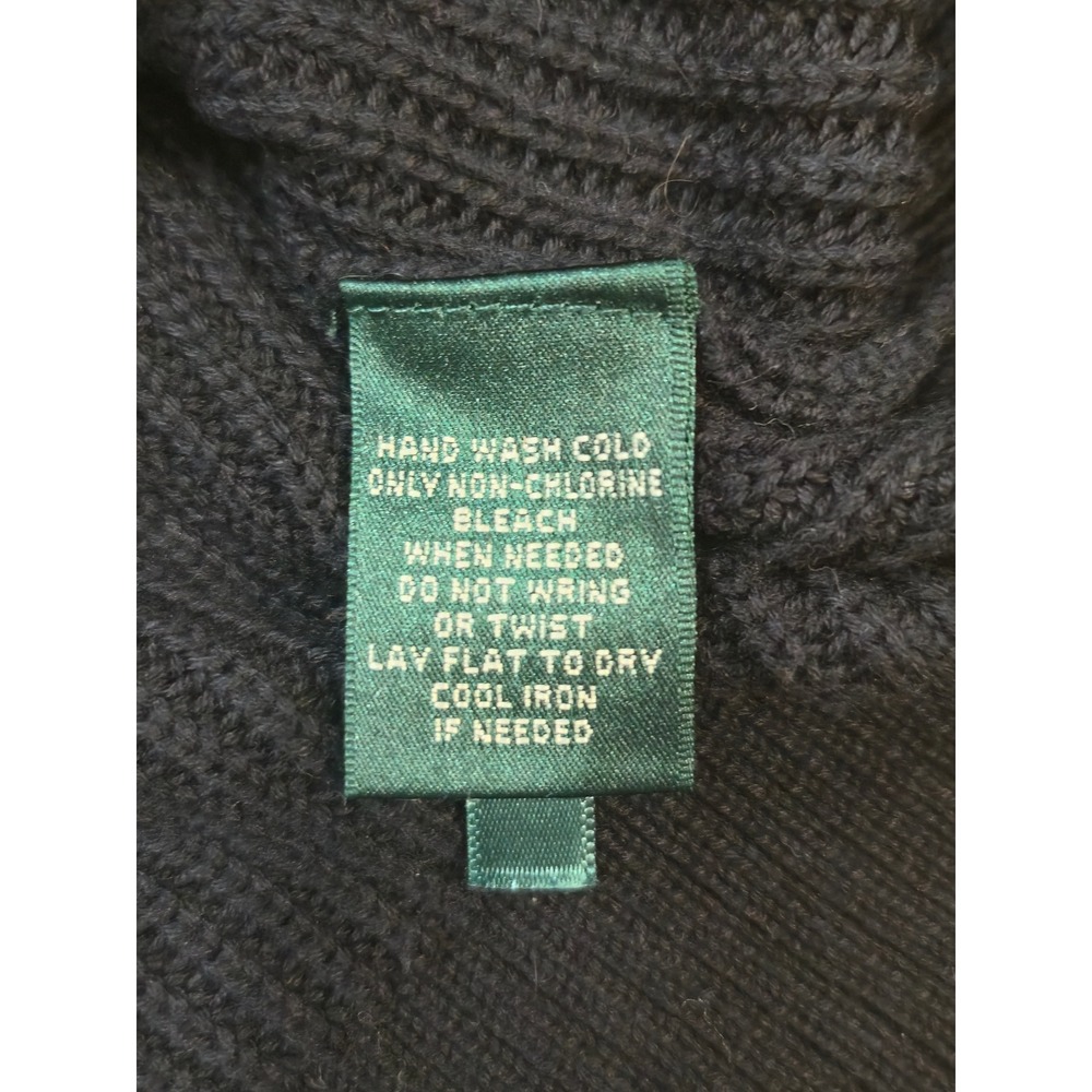 Lauren Active Ralph Lauren Mens XL Quarter Zip Sweater Black White Cotton Knit - Picture 5 of 9